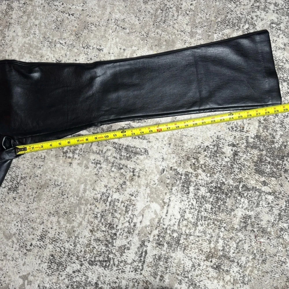 Babaton Black Faux Leather High Waisted Flare Pants Size Zero